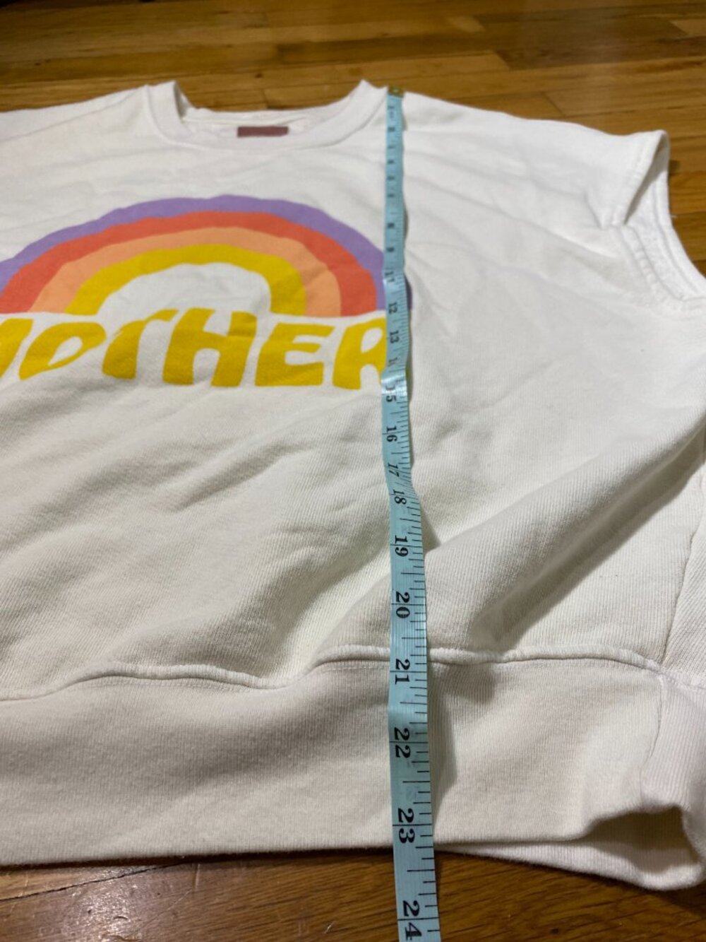 MOTHER The Drop Square Short Sleeve Over Mother Rainbow Sweatshirt M ($150) - Picture 12 of 12